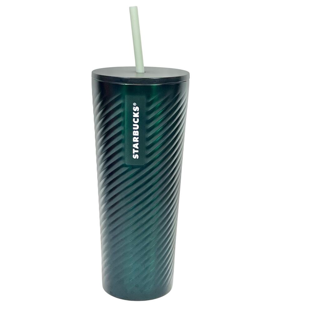 Starbucks Green Swirl Stainless Steel Holiday 2022 Cold Cup Tumbler 24 oz Venti